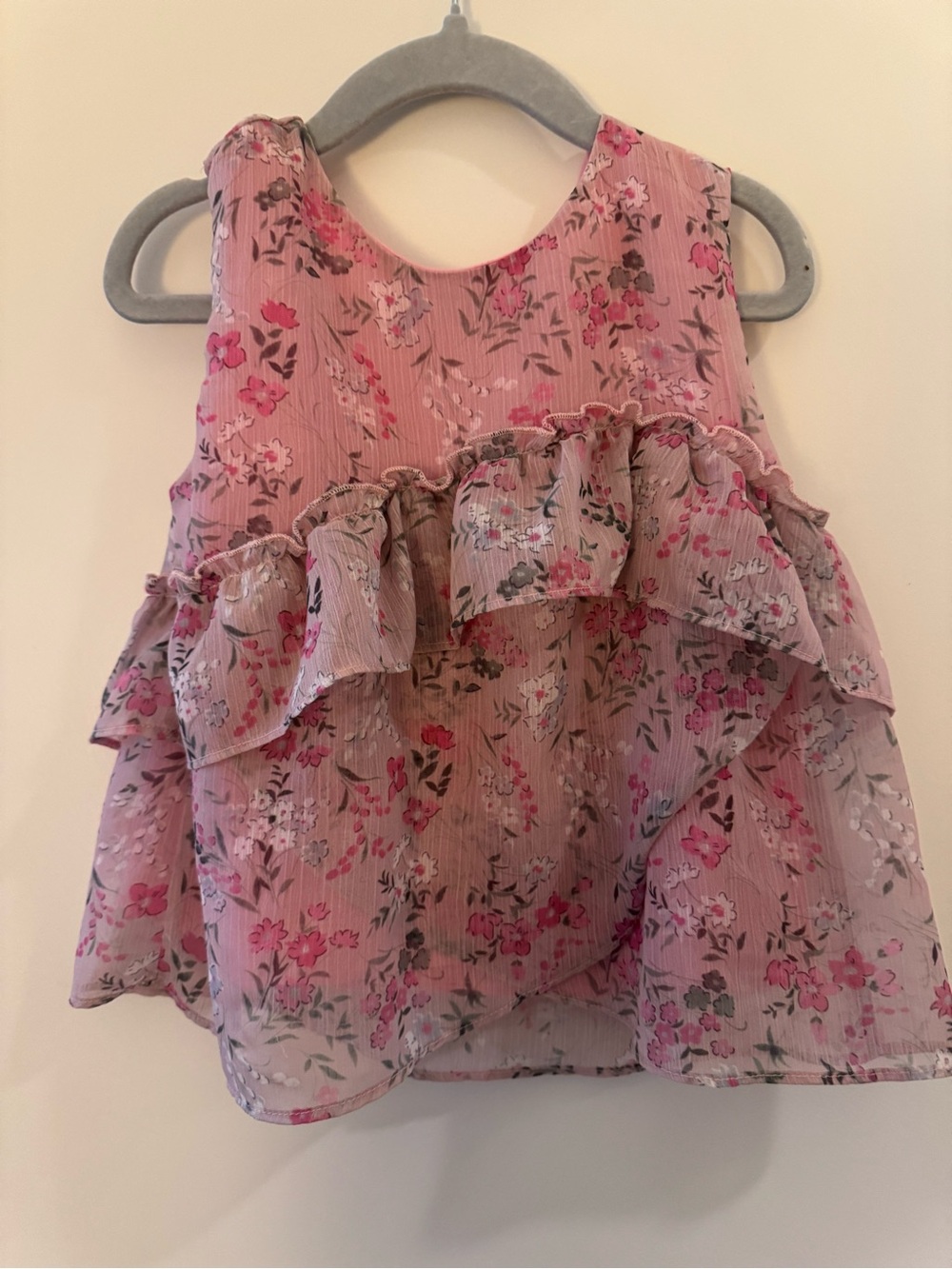 Imoga Pink Floral Ruffle Tank Top
